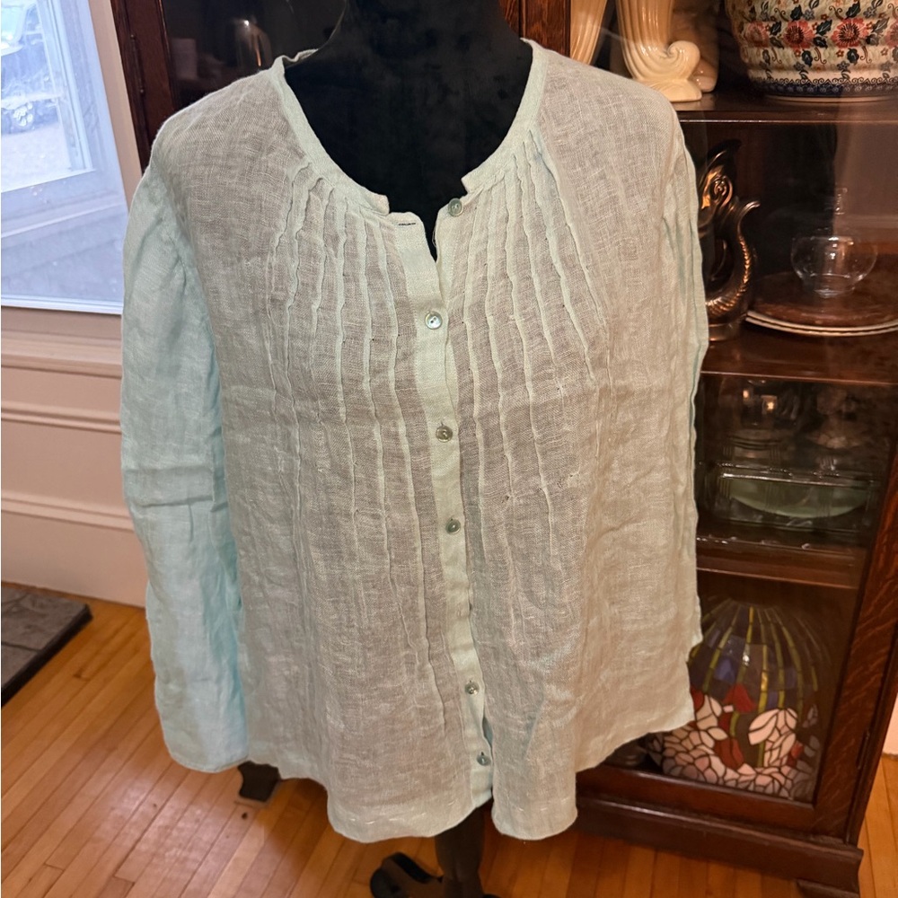 Eileen Fisher mint green/blue Button-Down Shirt